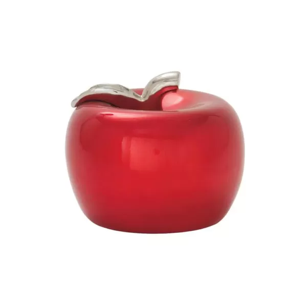 LITTON LANE 11 in. x 9 in. Modern Red Ceramic Decorative Apple