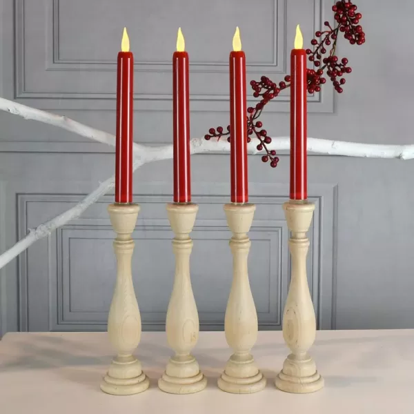 LUMABASE Red LED Taper Candles (Set of 4)