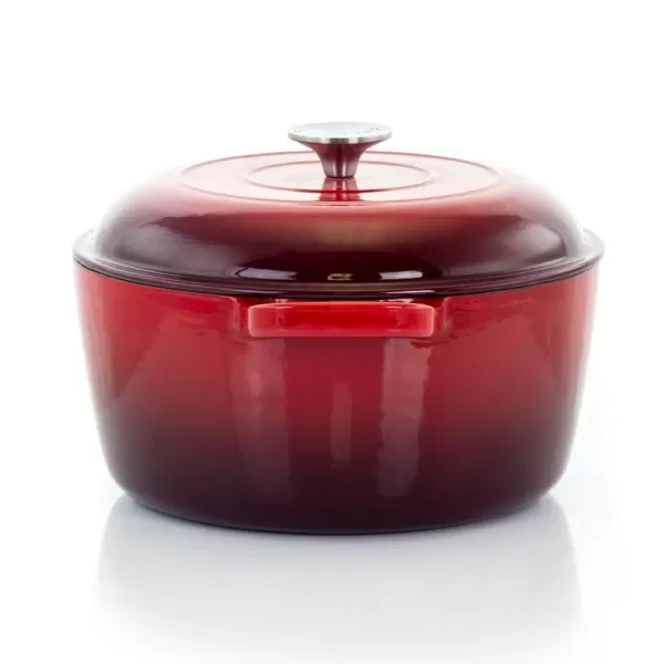 MegaChef MegaChef 5 Qt. Round Enameled Cast Iron Casserole in Red with Lid