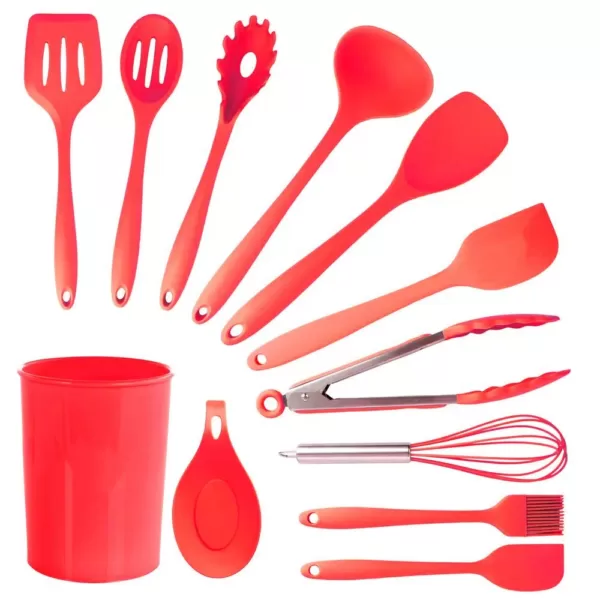 MegaChef Red Silicone Cooking Utensils (Set of 12)