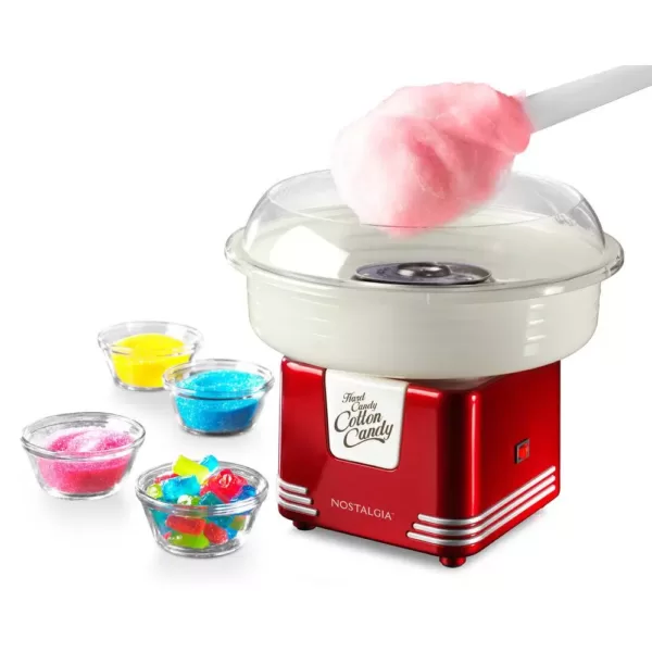 Nostalgia Retro Red Hard and Sugar Free Cotton Candy Maker with Cotton Candy Cones