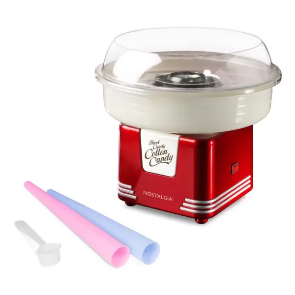 Nostalgia Retro Red Hard and Sugar Free Cotton Candy Maker with Cotton Candy Cones