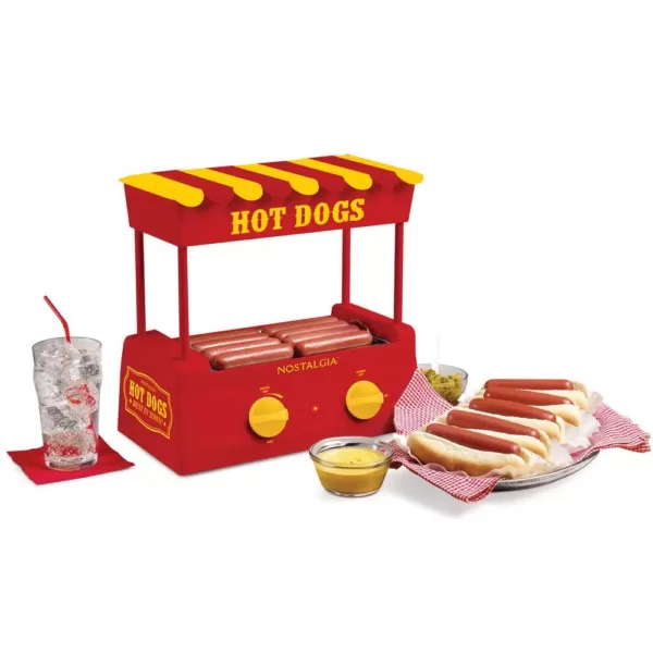 Nostalgia Red 8-Hot Dog Roller and 6-Bun Warmer