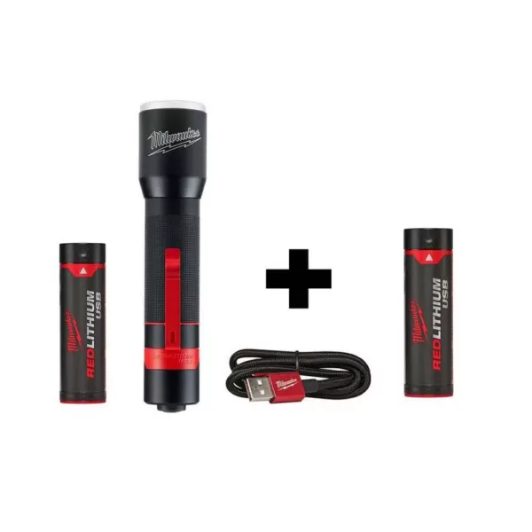 Milwaukee 700 Lumens LED Rechargeable Aluminum Flashlight W/ Extra REDLITHIUM USB Battery