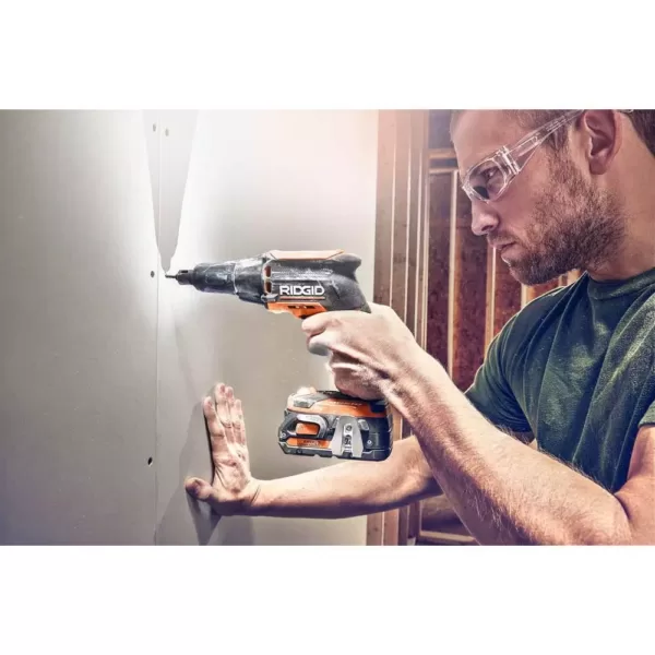 RIDGID 18-Volt Cordless Brushless Drywall Screwdriver with Collated Attachment with 1.5 Ah Lithium-Ion Battery