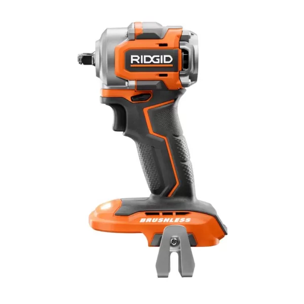 RIDGID 18-Volt SubCompact Lithium-Ion Cordless Brushless 3/8 in. Impact Wrench (Tool Only) with Belt Clip