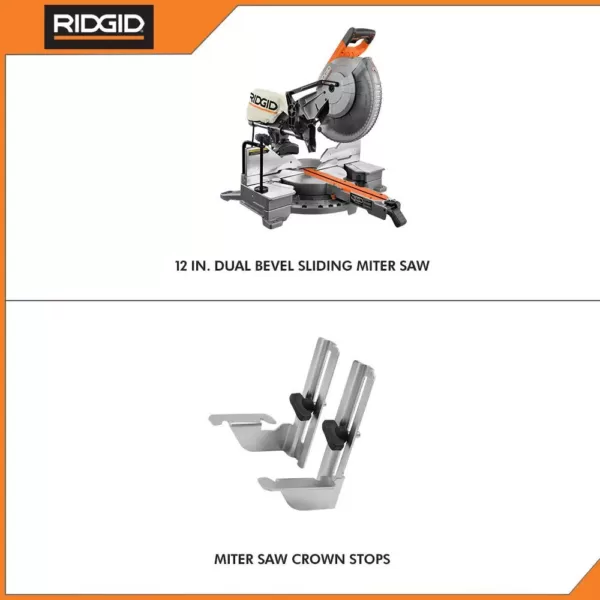 RIDGID 15 Amp Corded 12 in. Dual Bevel Sliding Miter Saw with 70 Deg. Miter Capacity and LED Cut Line Indicator