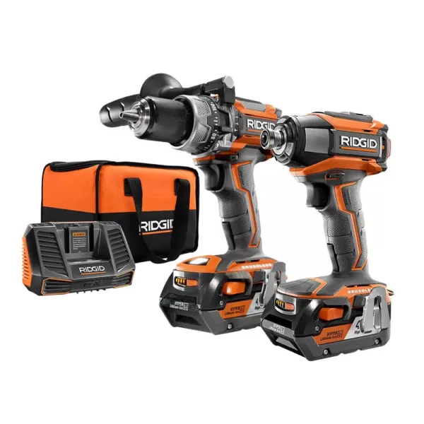 RIDGID 18-Volt Cordless Brushless Hammer Drill & Impact Driver Kit with Bonus 18-Volt 1.5 Ah Lithium-Ion Battery (2-Pack)