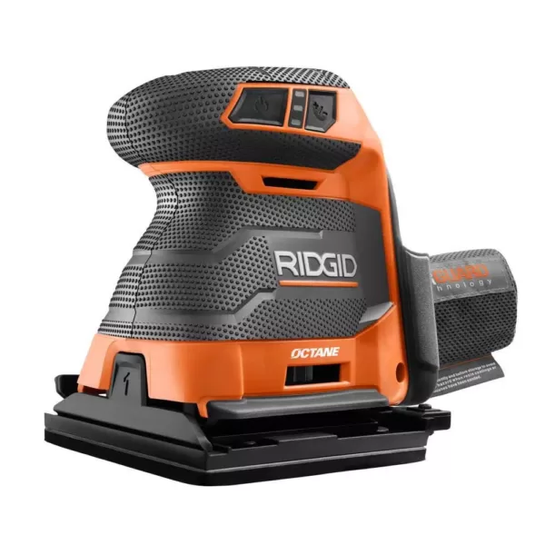 RIDGID 18-Volt OCTANE Cordless Brushless 3-Speed 1/4 Sheet Sander Kit with (1) OCTANE Bluetooth 3.0 Ah Battery and Charger