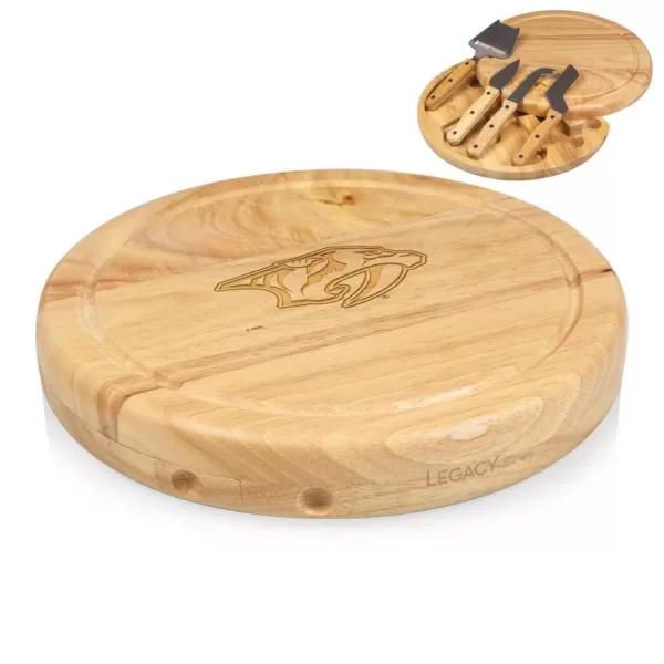 Picnic Time Nashville Predators 10.20 in. Natural Wood Cheese Board and Tool Set