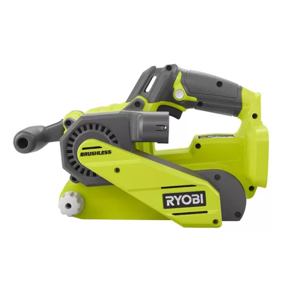 RYOBI 18-Volt ONE+ Cordless Brushless Belt Sander with Dust Bag and Corner Cat Sander with Sample Sandpaper (Tools Only)