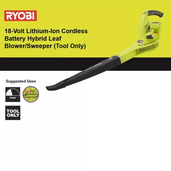 RYOBI ONE+ 150 MPH 200 CFM 18-Volt Lithium-Ion Cordless Battery Hybrid Leaf Blower/Sweeper (Tool Only)