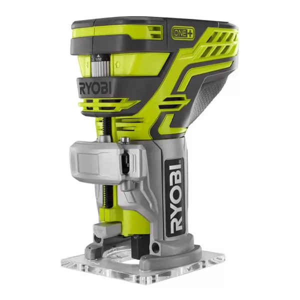 RYOBI 18-Volt ONE+ Cordless Fixed Base Trim Router with Tool Free Depth Adjustment with 2.0 Ah Battery and Charger Kit