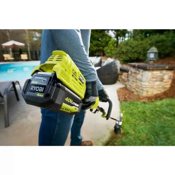 RYOBI 40-Volt Lithium-Ion Cordless Attachment Capable Trimmer/Edger - 4.0 Ah Battery and Charger Included