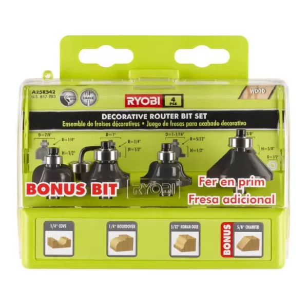 RYOBI Decorative Router Bit Set (4-Piece)