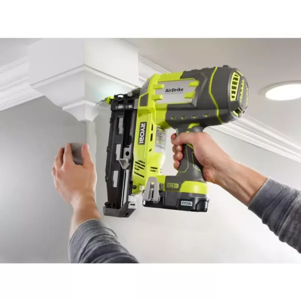 RYOBI 18-Volt ONE+ AirStrike 16-Gauge Cordless Straight Finish Nailer Kit with ONE+ 2.0 Ah Lithium-Ion Battery and Charger