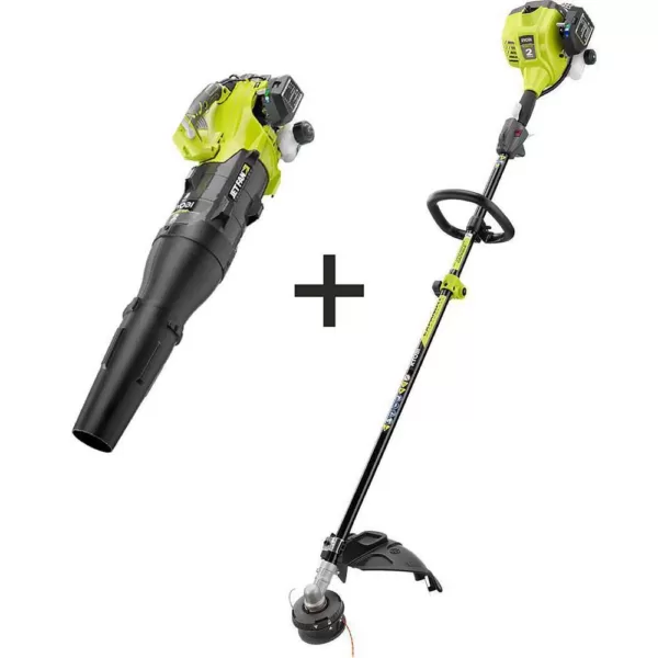 RYOBI 25 cc 2-Cycle Attachment Capable Full Crank Straight Gas Shaft String Trimmer and 25 cc Gas Jet Fan Blower