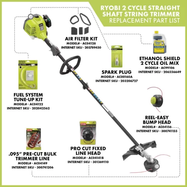 RYOBI 25 cc Gas 2-Cycle Attachment Capable Full Crank Straight Shaft String Trimmer and Ultimate Attachment Kit