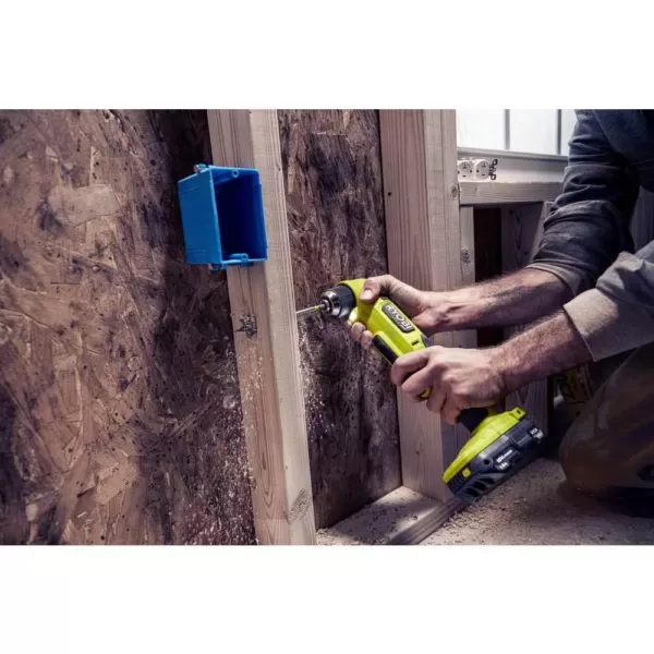 RYOBI ONE+ HP 18V Brushless Cordless Compact 1/4 in. Impact Driver and 3/8 in. Right Angle Drill with (2) Batteries, Charger