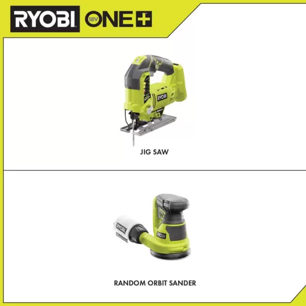 RYOBI 18-Volt ONE+ Cordless Orbital Jig Saw and 5 in. Random Orbit Sander (Tools Only)