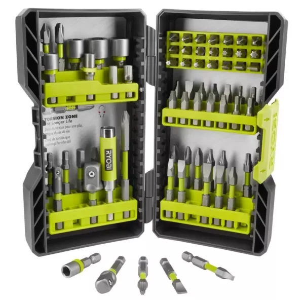 RYOBI ONE+ 18V Cordless 1/4 in. Impact Driver Kit with (2) 1.5 Ah Batteries, Charger, and Bag, with Driving Kit (70-Piece)