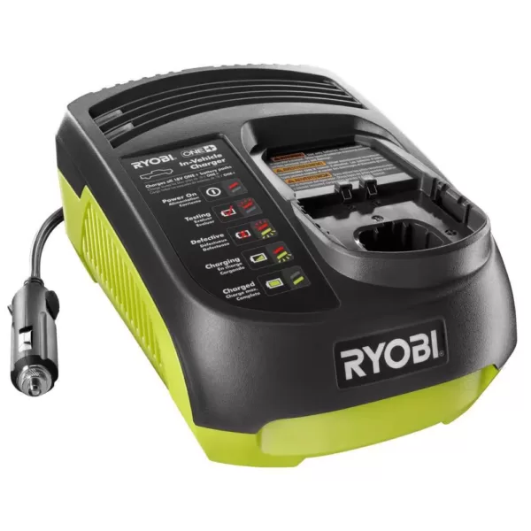 RYOBI 18-Volt ONE+ In-Vehicle Dual Chemistry Charger for use with 12V DC Outlet