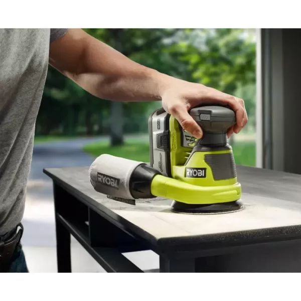 RYOBI 18-Volt ONE+ Lithium-Ion Cordless 5 in. Random Orbit Sander and 1/4 Sheet Sander with Dust Bag (Tools Only)