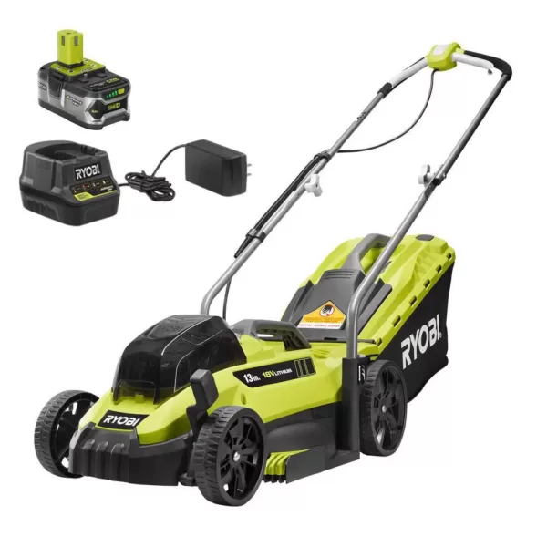 RYOBI 13 in. ONE+ 18-Volt Lithium-Ion Cordless Battery Walk Behind Push Lawn Mower - 4.0 Ah Battery/Charger Included