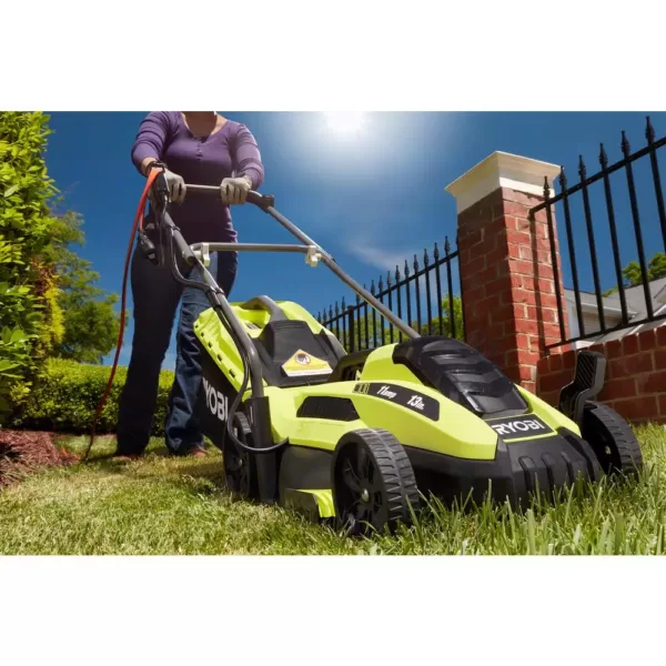 RYOBI 13 in. 11 Amp Corded Electric Walk Behind Push Mower and 8 Amp Electric Jet Fan Blower