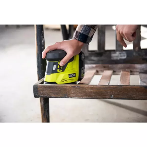 RYOBI 18-Volt ONE+ Corner Cat Finish Sander with 2.0 Ah Battery and Charger Kit