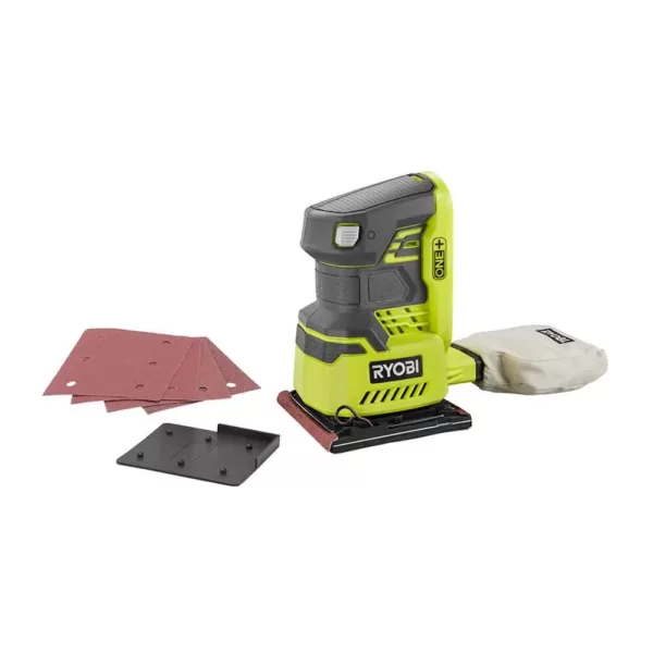 RYOBI 18-Volt ONE+ Cordless 1/4 Sheet Sander with Dust Bag with 2.0 Ah Battery and Charger Kit