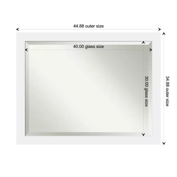 Amanti Art Corvino 45 in. W x 35 in. H Framed Rectangular Beveled Edge Bathroom Vanity Mirror in Satin White