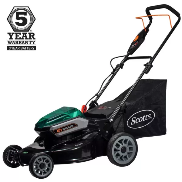 Scotts 21 in. 62-Volt Lithium-Ion Cordless Battery Walk Behind Push Mower with 5 Ah Battery and Charger Included