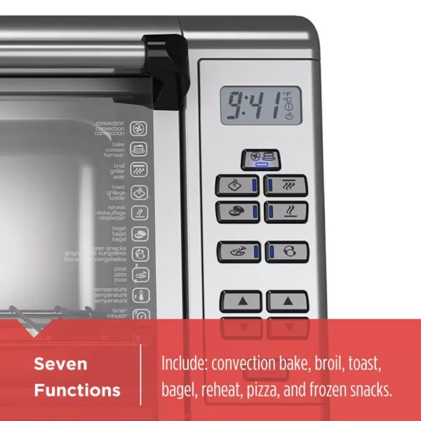 BLACK+DECKER 1500 W 8-Slice Black and Silver Countertop Convection Toaster Oven with Temperature Controls