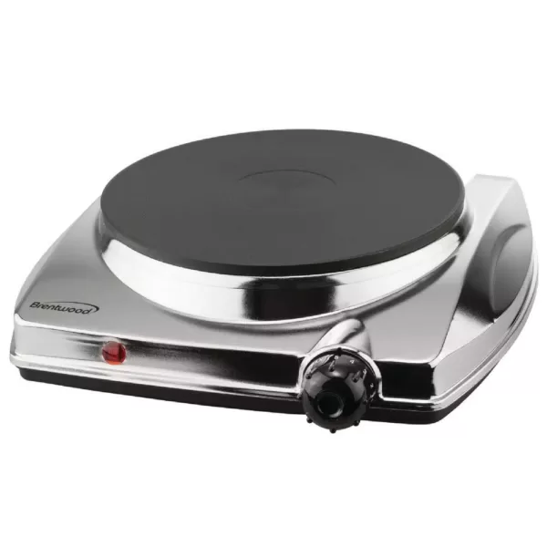 Brentwood Appliances 1000W Single Burner 10 in. Silver Electric Hot Plate