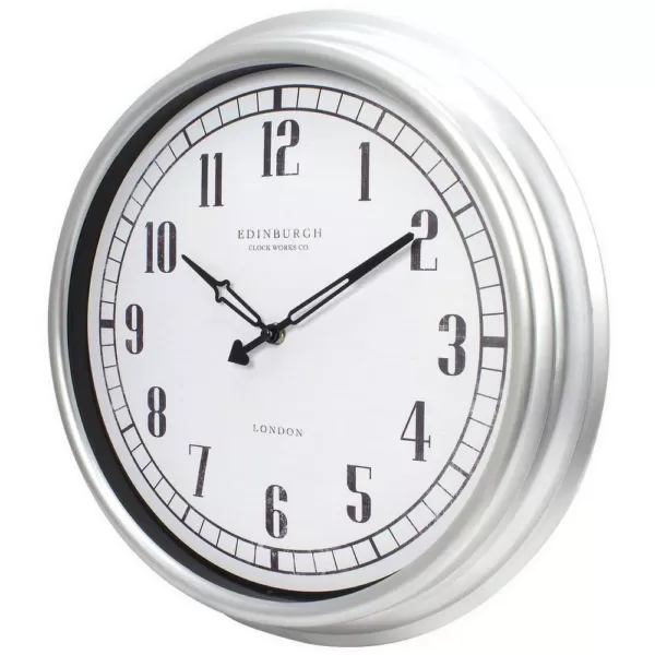 Equity by La Crosse 16 in. Indoor/Outdoor Silver Quartz Wall Clock