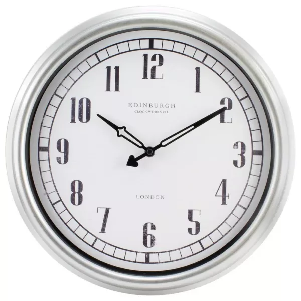 Equity by La Crosse 16 in. Indoor/Outdoor Silver Quartz Wall Clock