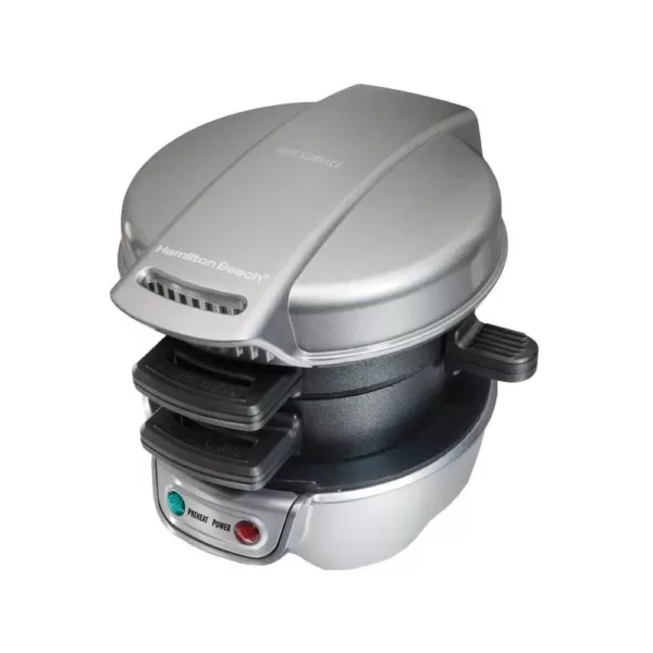 Hamilton Beach 600 W Silver Non-Stick Breakfast Sandwich Maker