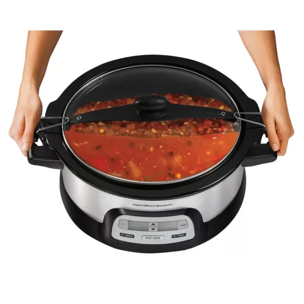 Hamilton Beach FlexCook 6 Qt. Silver Programmable Slow Cooker with Temperature Controls