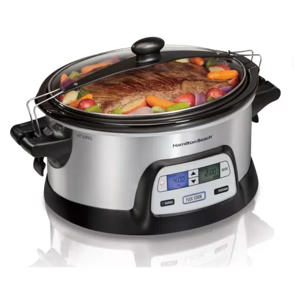 Hamilton Beach FlexCook 6 Qt. Silver Programmable Slow Cooker with Temperature Controls