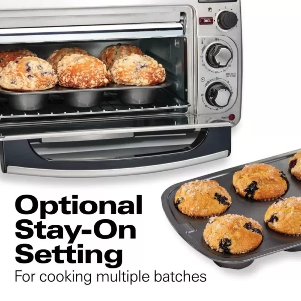 Hamilton Beach 2 in 1 1450 W 4-Slice Silver Toaster Oven with 2-Slice Toaster Slots