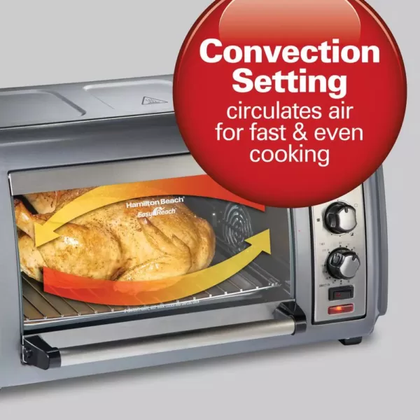 Hamilton Beach Easy Reach 1500-Watts 6-Slice Grey Toaster Oven with Roll-Top Door