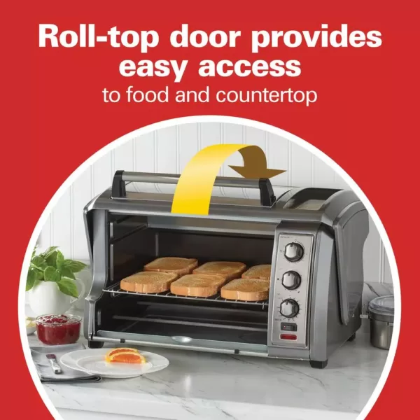 Hamilton Beach Easy Reach 1500-Watts 6-Slice Grey Toaster Oven with Roll-Top Door