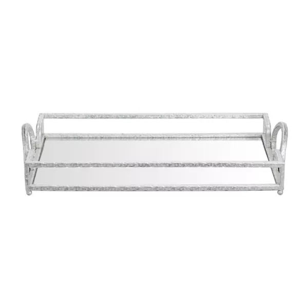 Home Decorators Collection Silver Hammered Metal Decorative Rectangle Mirror Tray