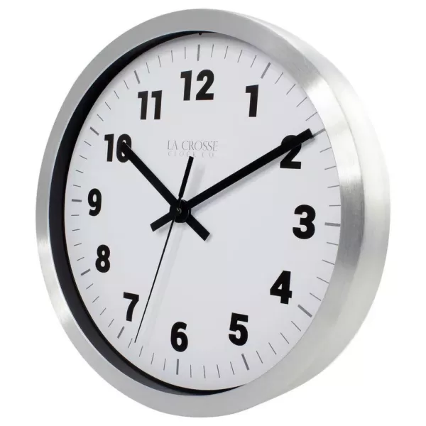 La Crosse Technology 10 in. H Silver Metal Analog Wall Clock with White Dial