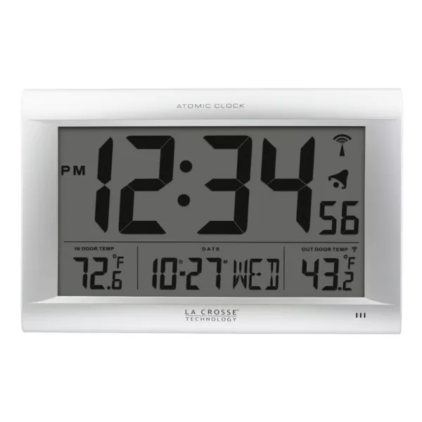 La Crosse Technology Jumbo Atomic Digital Wall Clock with Outdoor Temperature