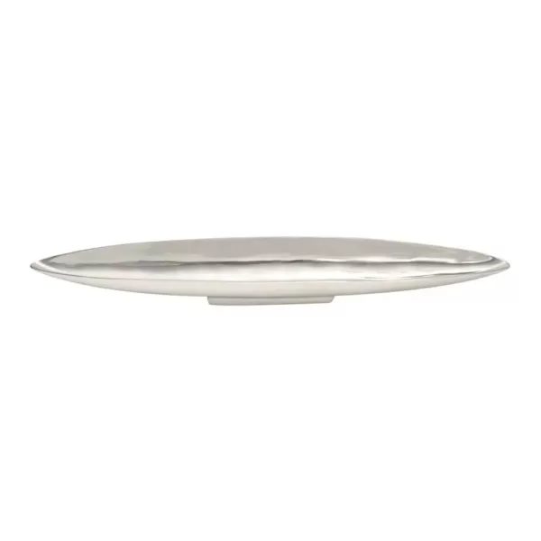 LITTON LANE 36 in. x 3 in. Polished Silver Aluminum Canoe-Shaped Bowled Tray