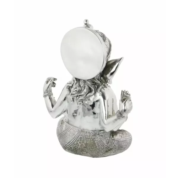 LITTON LANE 16 in. X 12 in. Antique Silver Sitting Ganesh Sculpture with Patterned Detailing