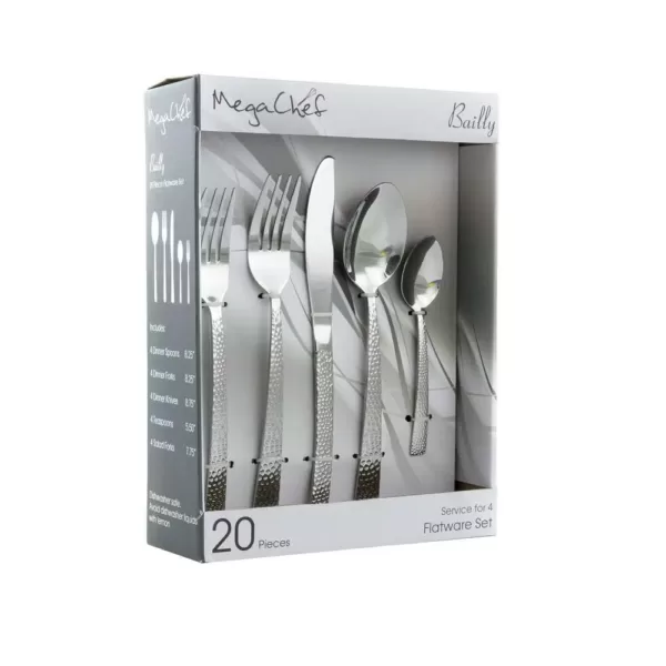 MegaChef Baily 20-Piece Silver Stainless Steel Flatware Set (Service for 4)