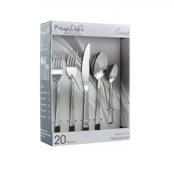 MegaChef Cravat 20-Piece Silver Stainless Steel Flatware Set (Service for 4)